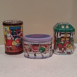 Vintage M&M's Set of 3 Holiday Tins  #0117